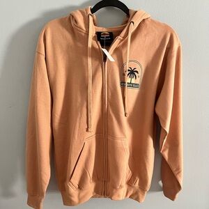 Women’s Peach Zip-Up Hoodie with Rehoboth Beach Palm Tree Logo
